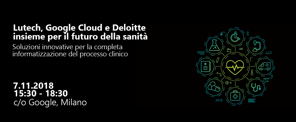Banner per evento Lutech, Google Cloud e Deloitte